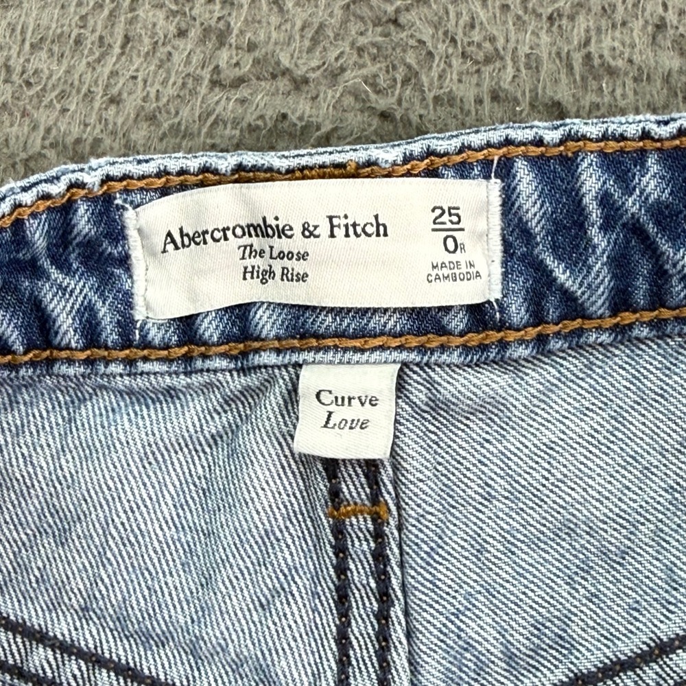 Abercrombie & Fitch Loose High Rise Jeans Womens 25/0R Blue Curve Love 1582 - Picture 2 of 9